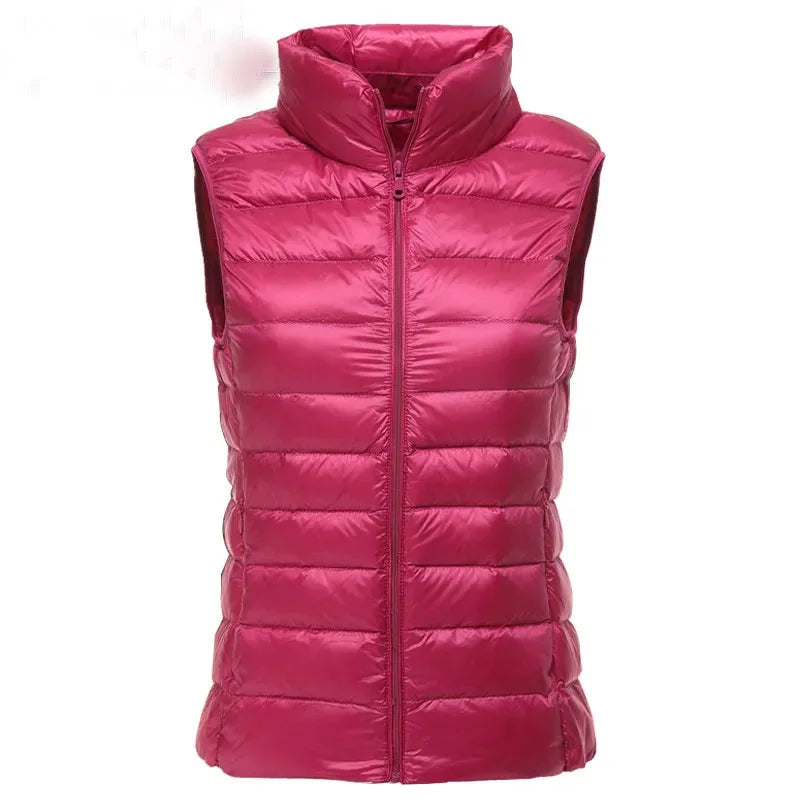 Women's Lightweight Sleeveless Vest - Zip Front Layering Jacket - Rhodo