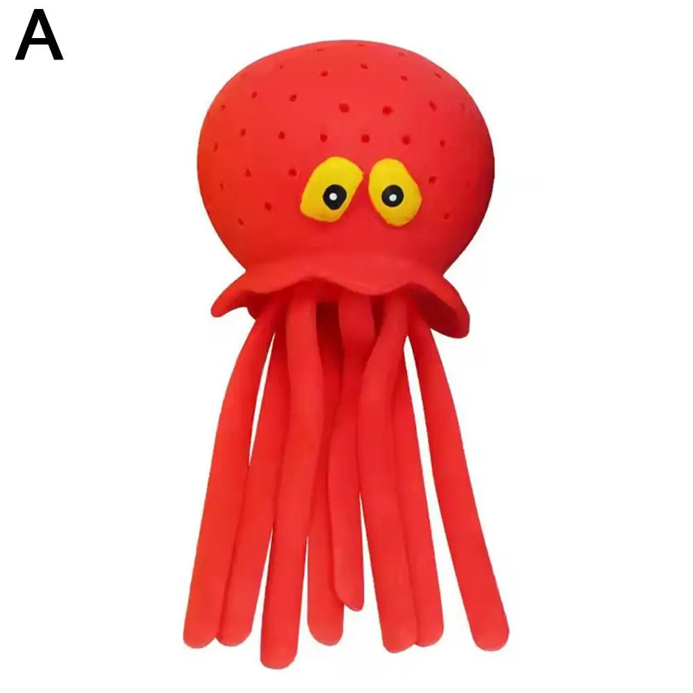 Octopus Bath Toy - Silicone Water Play Squeeze Toy - Red