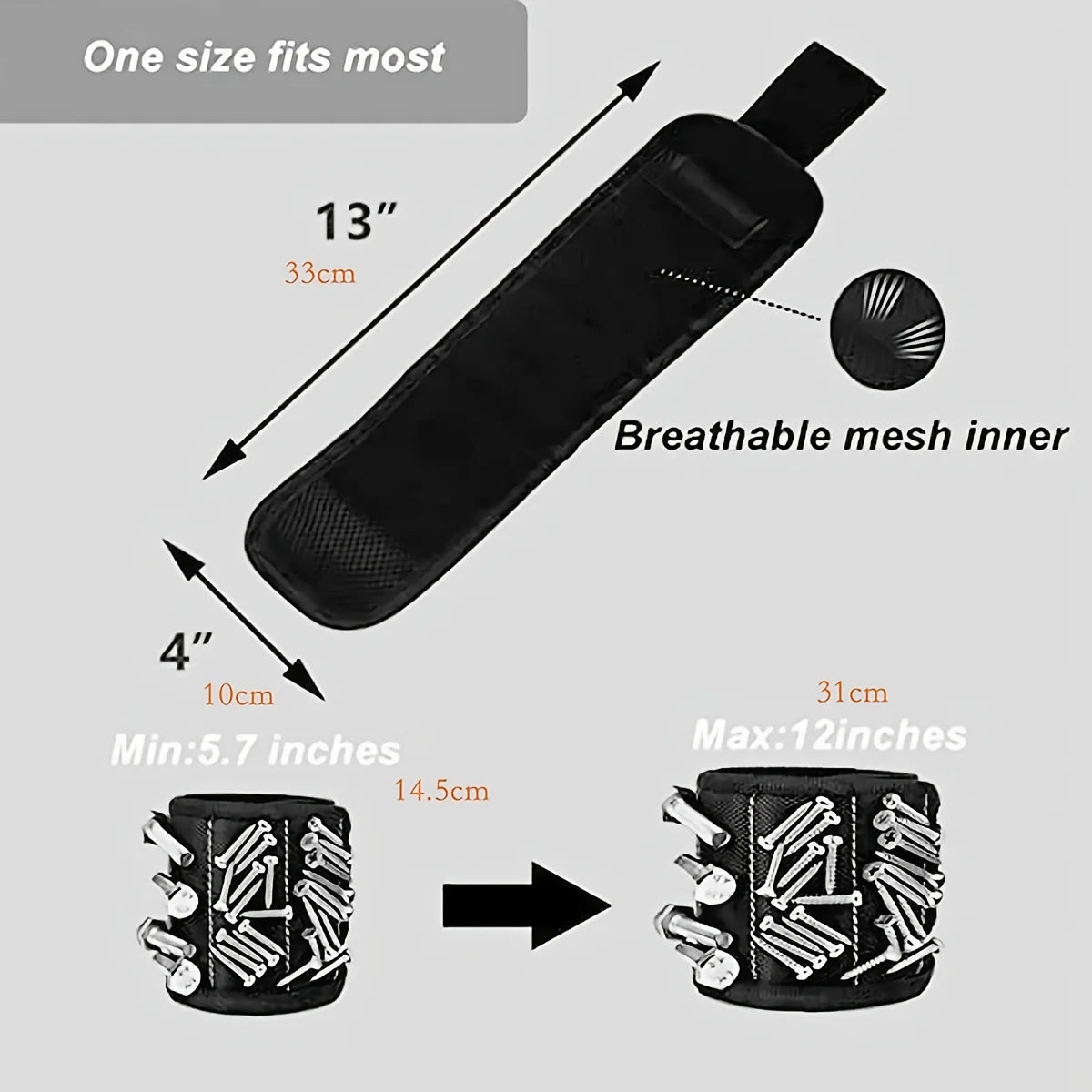 Magnetic Wristband Tool Holder - Screw and Bit Organizer