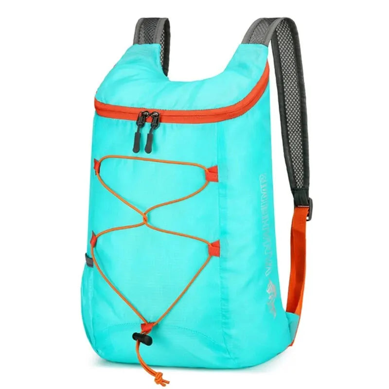 Foldable Travel Backpack - Lightweight Pack for Hiking Trips - Lake Blue