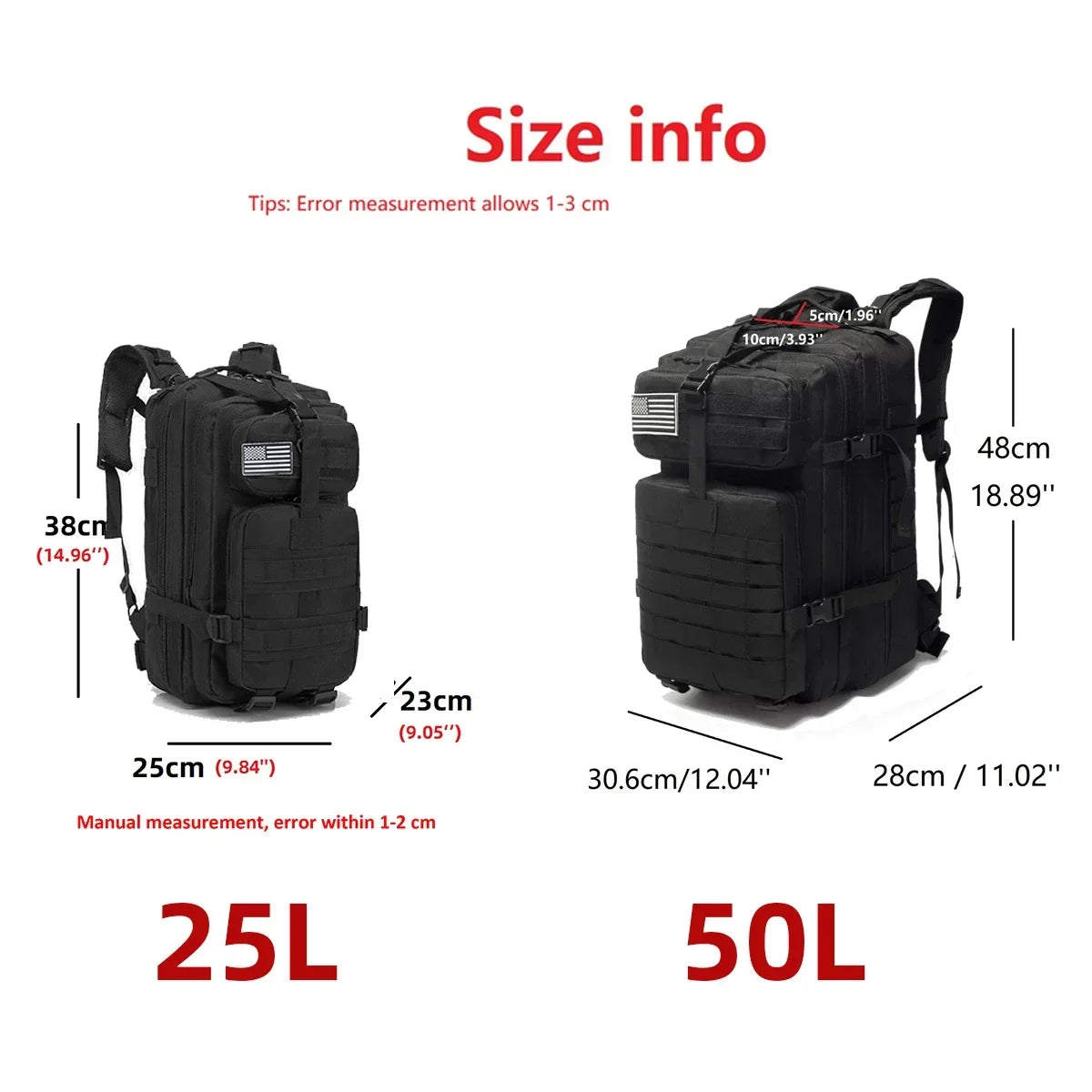 Hiking Backpack - 25 L and 50 L Rucksack for Outdoor Trips