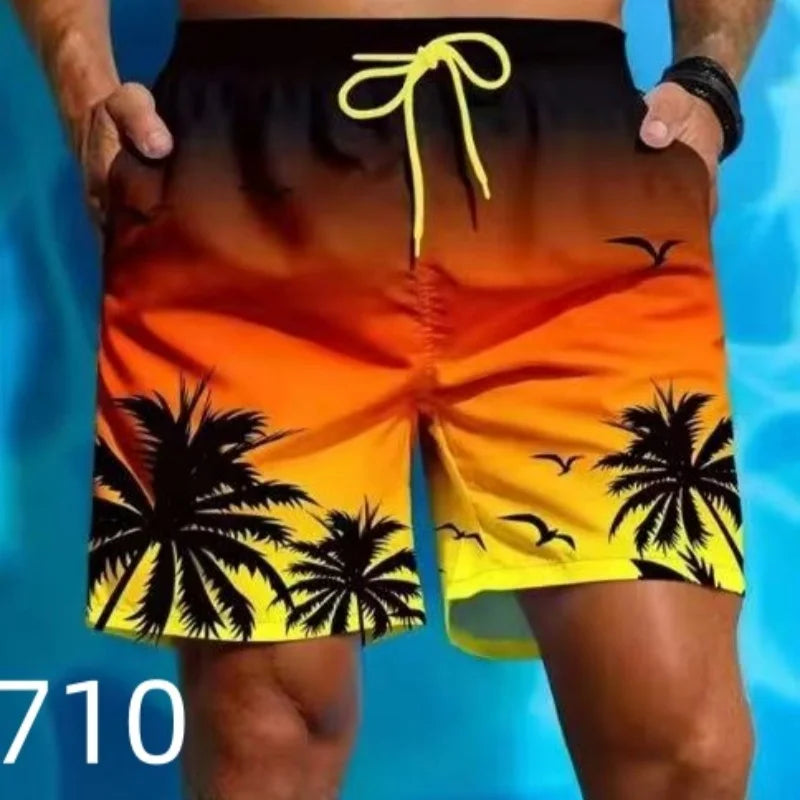 Graffiti Print Swim Shorts - Men's Beach Board Shorts - Image Style 2