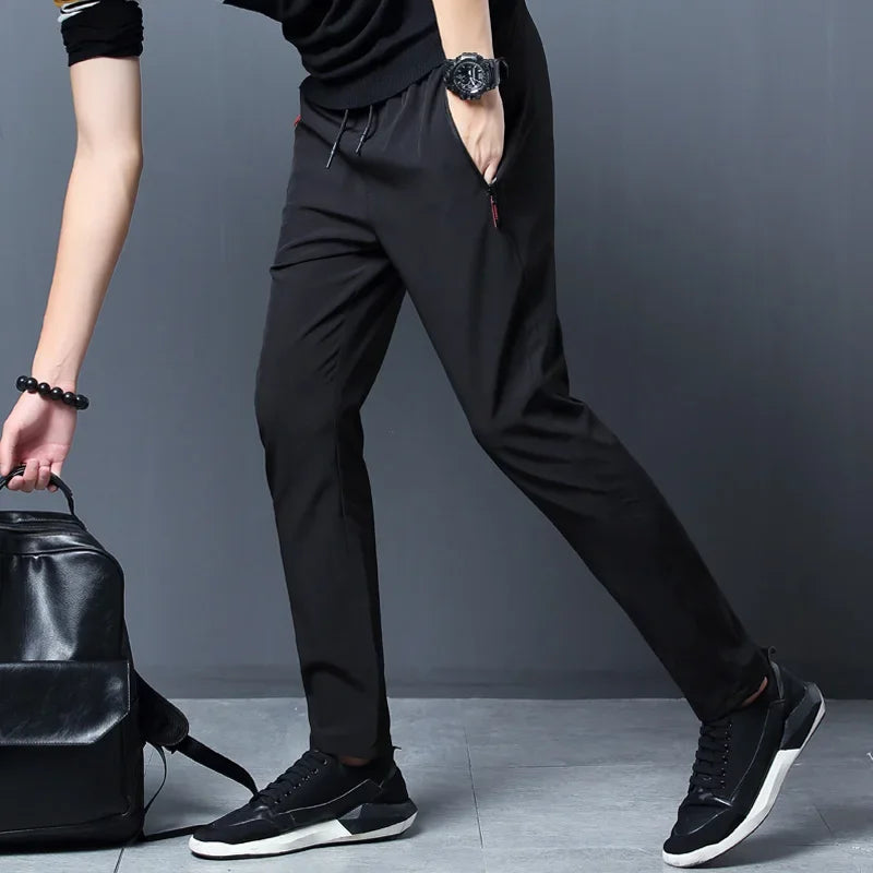 Men's Straight Casual Pants - Elastic Waist Everyday Trousers