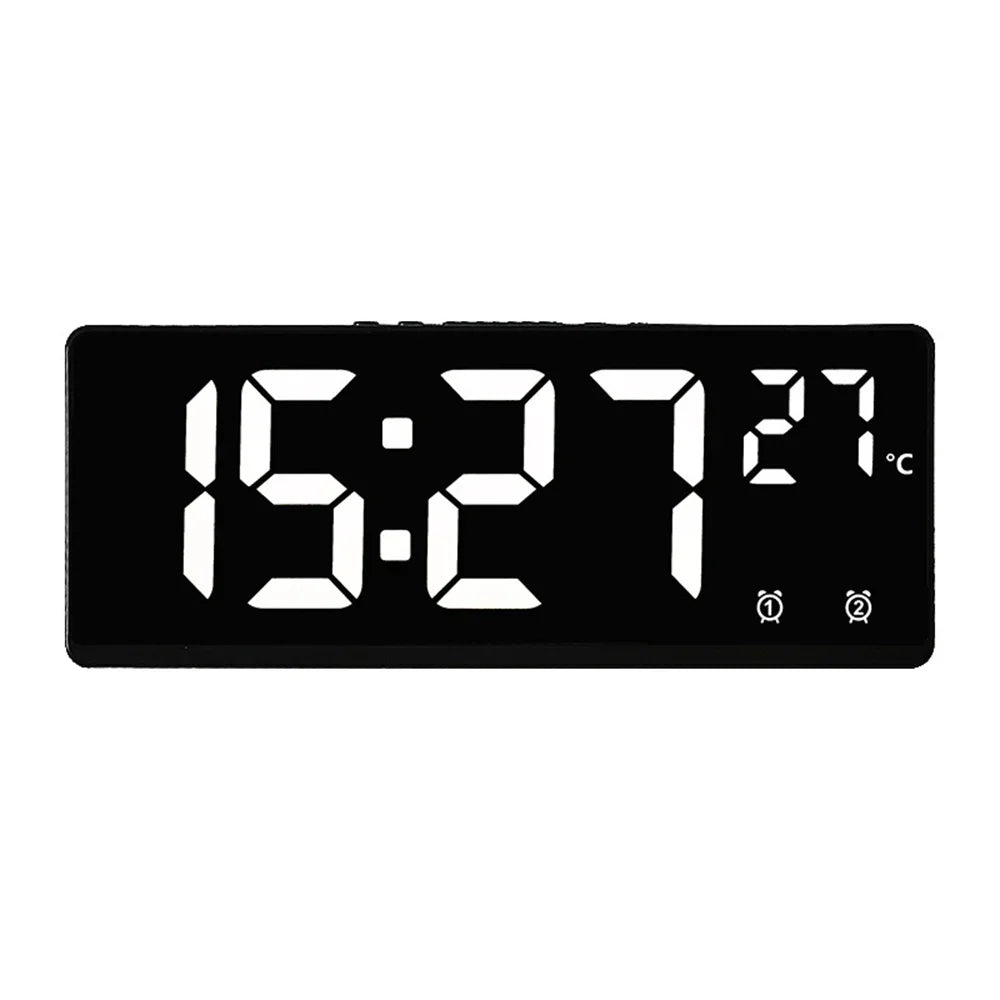 Digital Alarm Clock - LED Desk Clock with Temperature Display