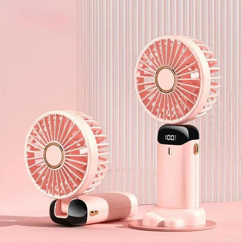 Handheld Personal Rechargeable Fan LED - For Desk or Travel Use