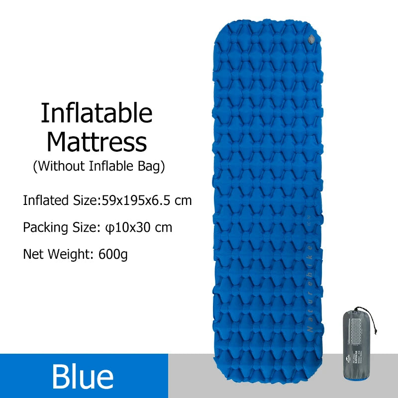 Inflatable Camping Mattress - PVC Sleeping Pad for Outdoor Trips - Blue Only Mat
