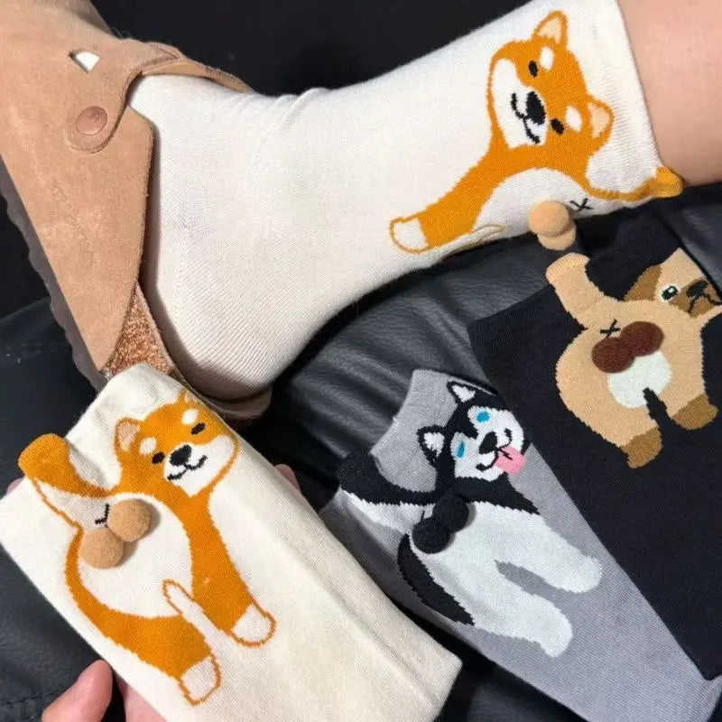 Cartoon Cat Mid-Calf Socks - Cozy Novelty Sock Packs