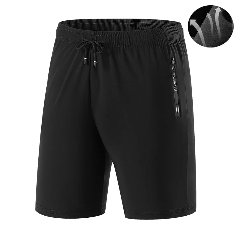 Men's Running Shorts - Elastic Waist Gym Training Bottoms - Black 002