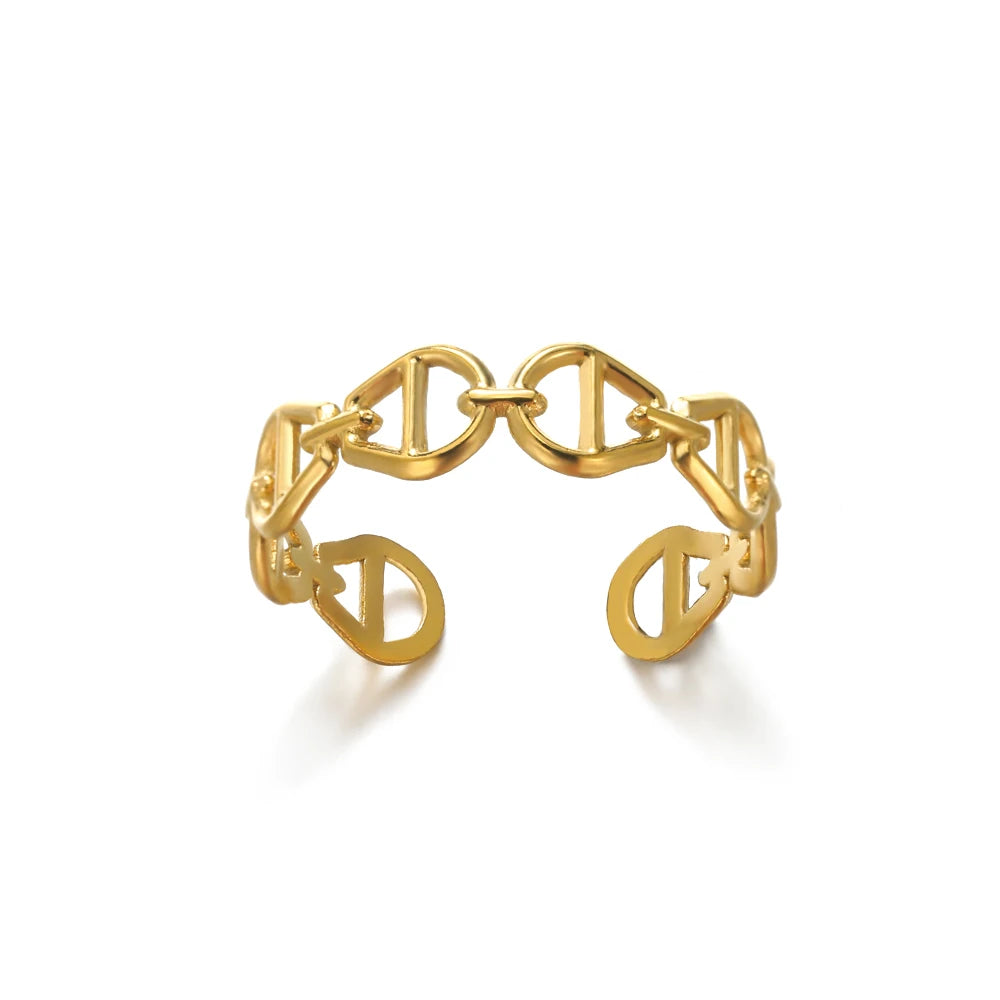Gold-Color Stainless Steel Ring - Classic Fashion Jewelry - Style Jz4859G / Gold Color