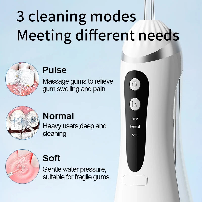 Electric Oral Irrigator Cleaning Modes - For Desk or Travel Use