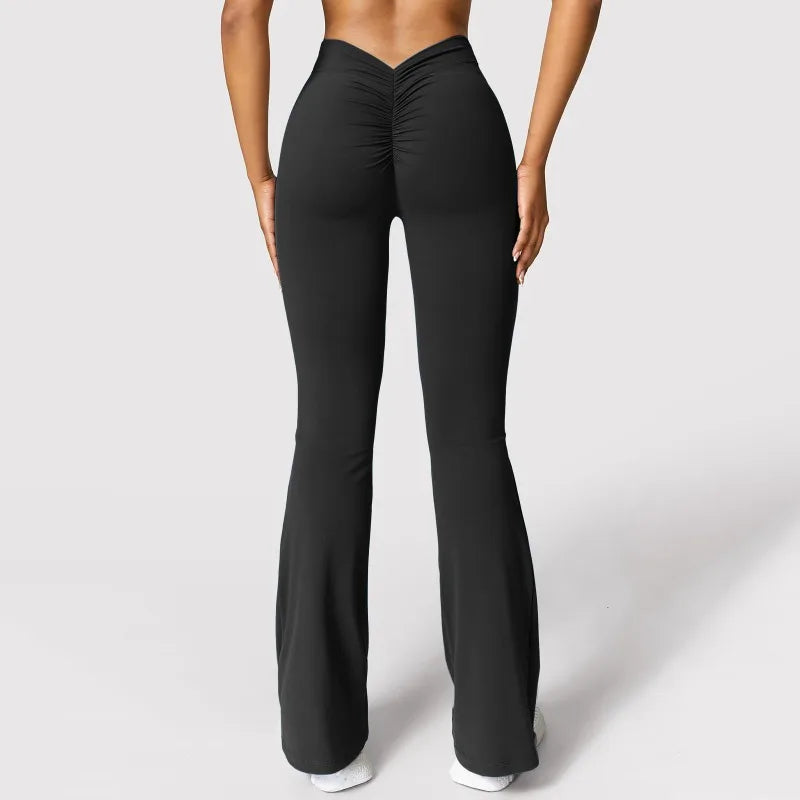 V-Back Waist Leggings - Solid Slim Casual Sports Pants