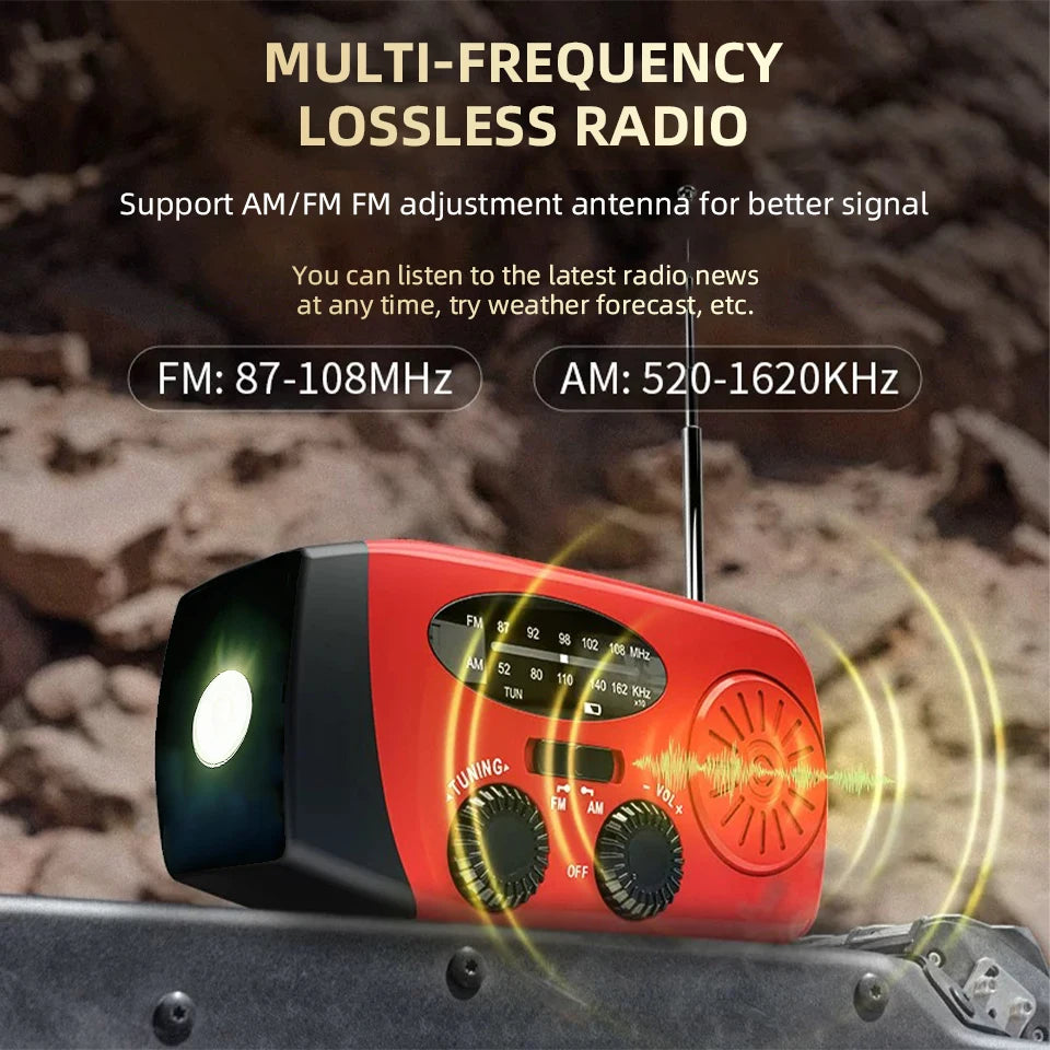 Hand-Crank Outdoor Radio - Solar Charging Light Radio