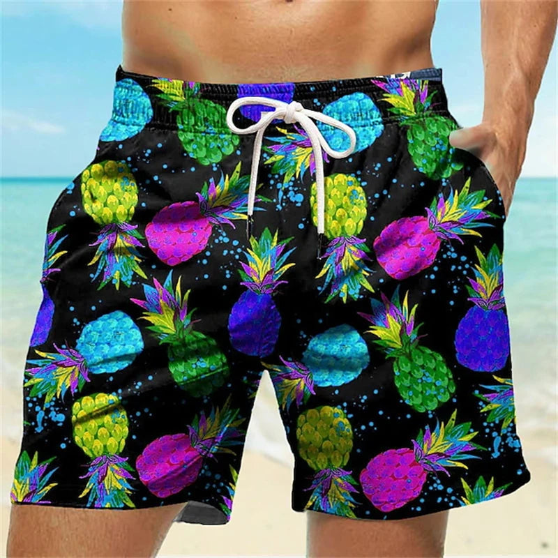 Graffiti Print Board Shorts - Lightweight Beach Swim Trunks - Style Fya26773