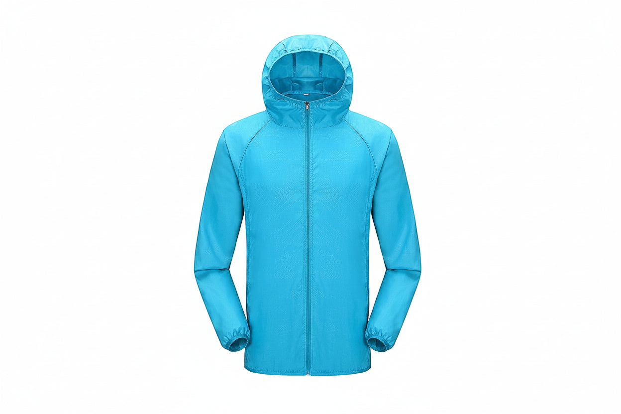 Unisex Hiking Jacket - Lightweight Outdoor Windbreaker Shell - Unisex Sky Blue