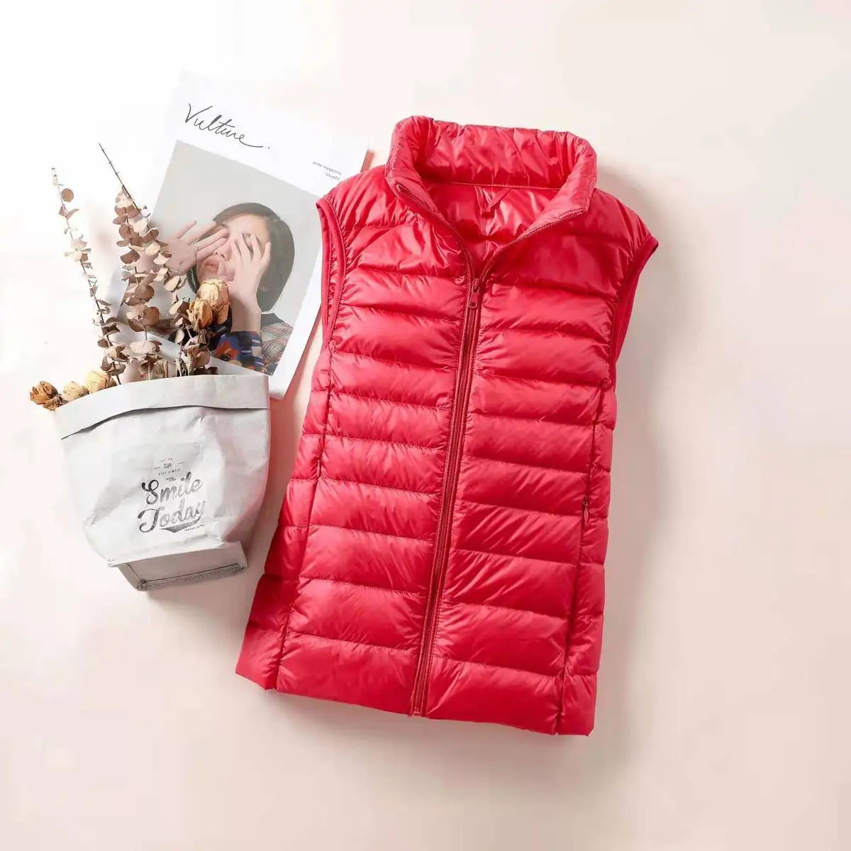 Women's Lightweight Sleeveless Vest - Zip Front Layering Jacket