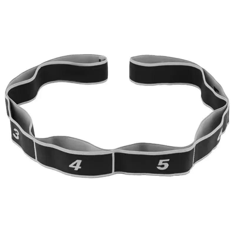 Yoga Stretching Strap - Sectioned Resistance Band for Pilates - Gray