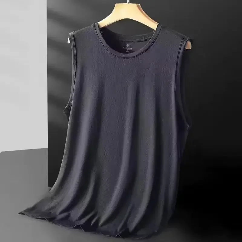 Men's Mesh Tank Top - Lightweight Sleeveless Casual Shirt - Dark Gray