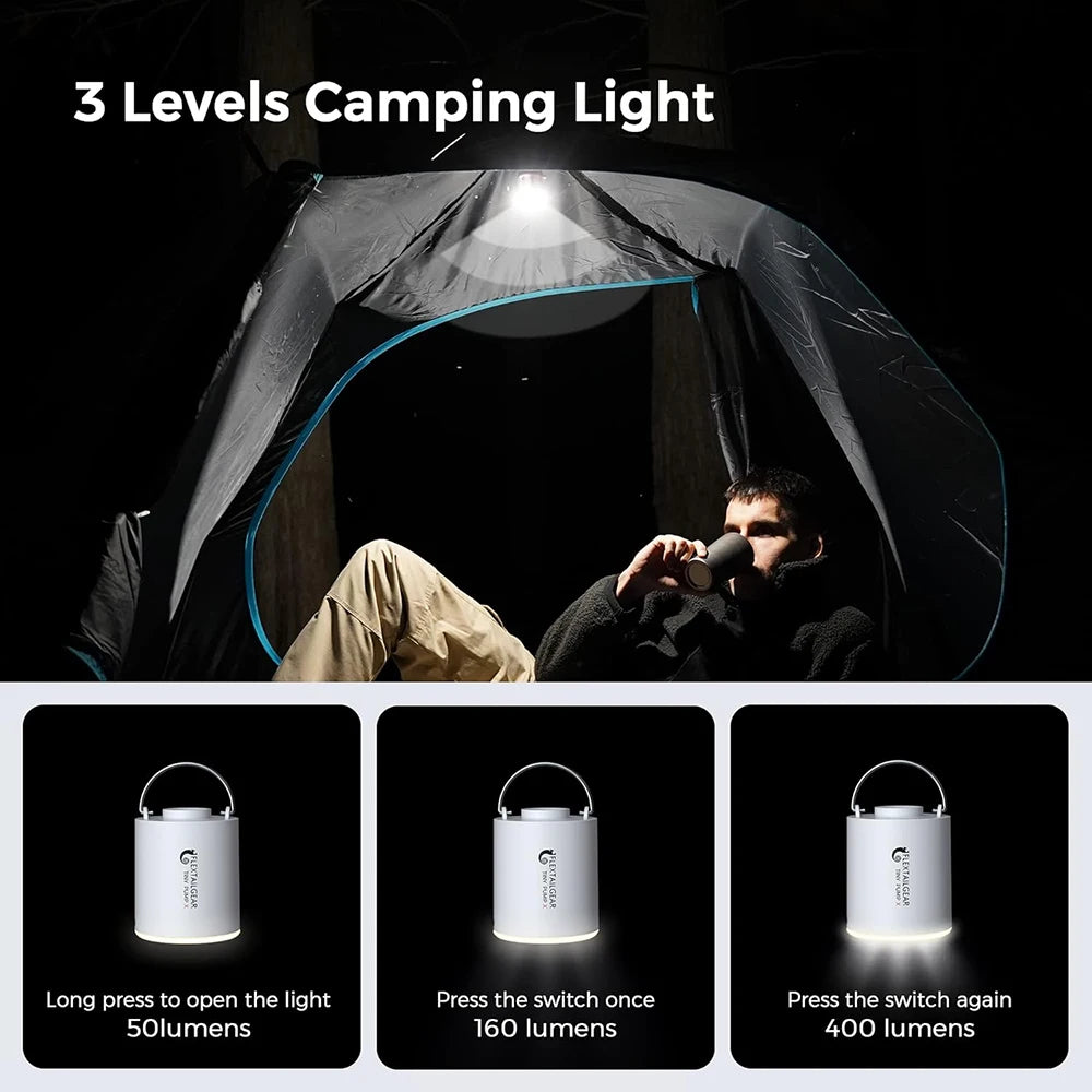 Portable Camping Air Pump - USB-C Pump with Built-In Light