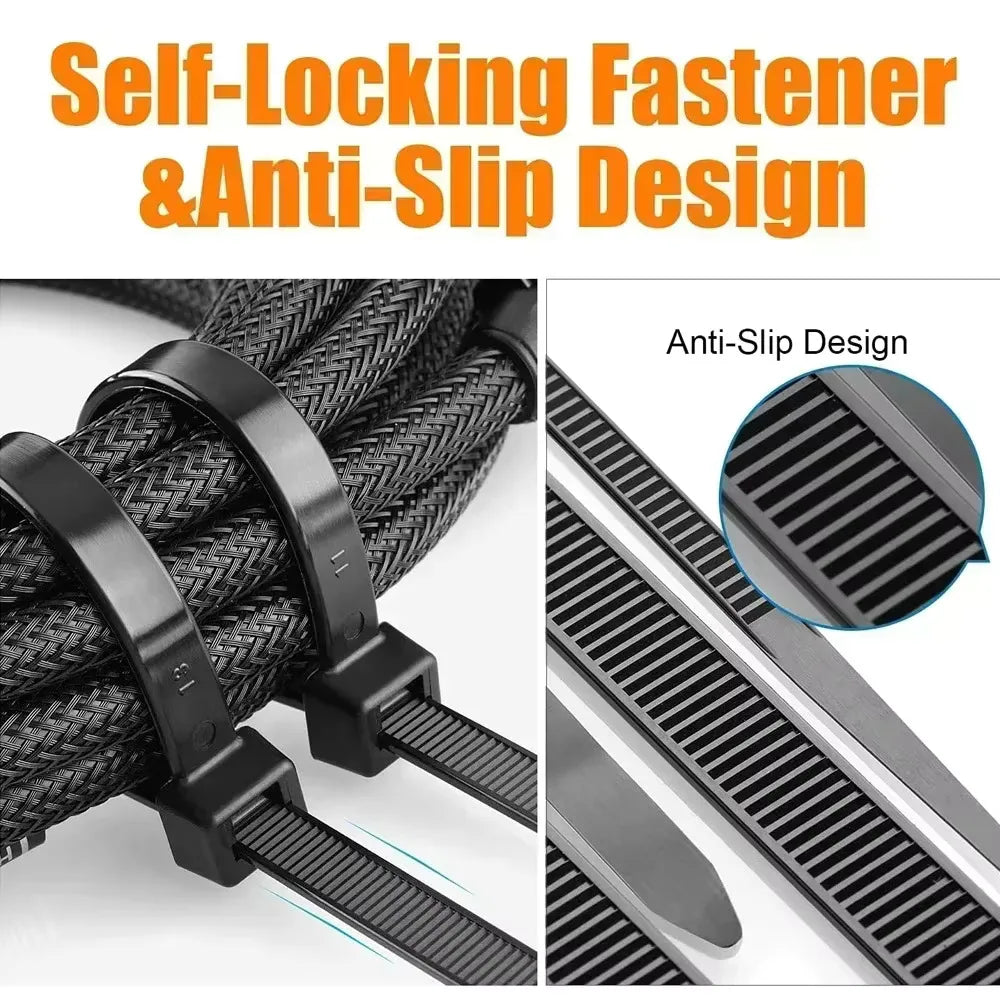 Nylon Cable Ties - 100-Piece Self-Locking Wire Straps