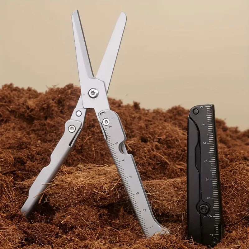 Folding Multi-Tool Scissors - Stainless Steel Camping Tool