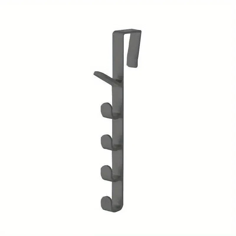 Over-Door Coat Hook Rack - 5-Hook Closet Organizer - Black