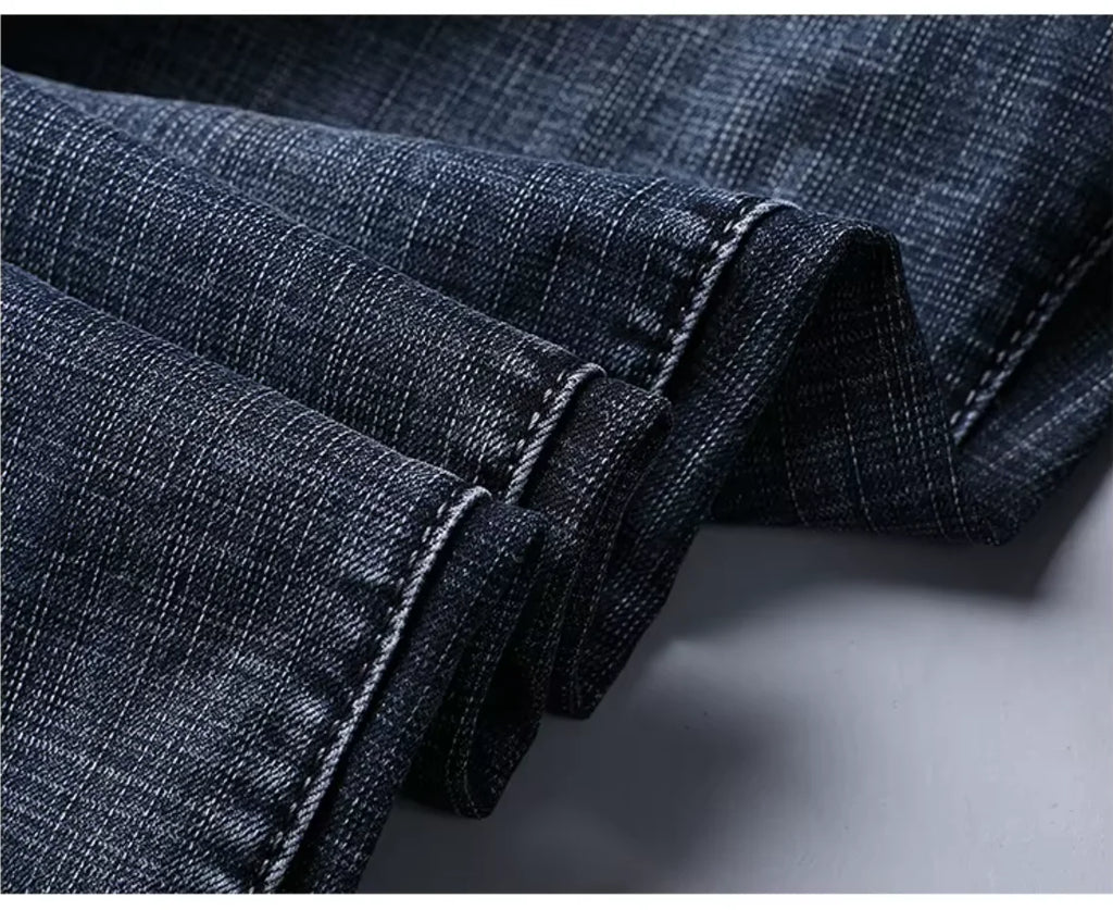 Men's Straight Stretch Jeans - Classic Casual Denim Pants
