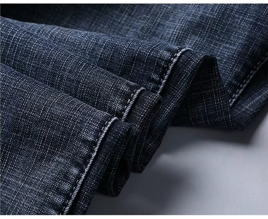 Men's Straight Stretch Jeans - Classic Casual Denim Pants