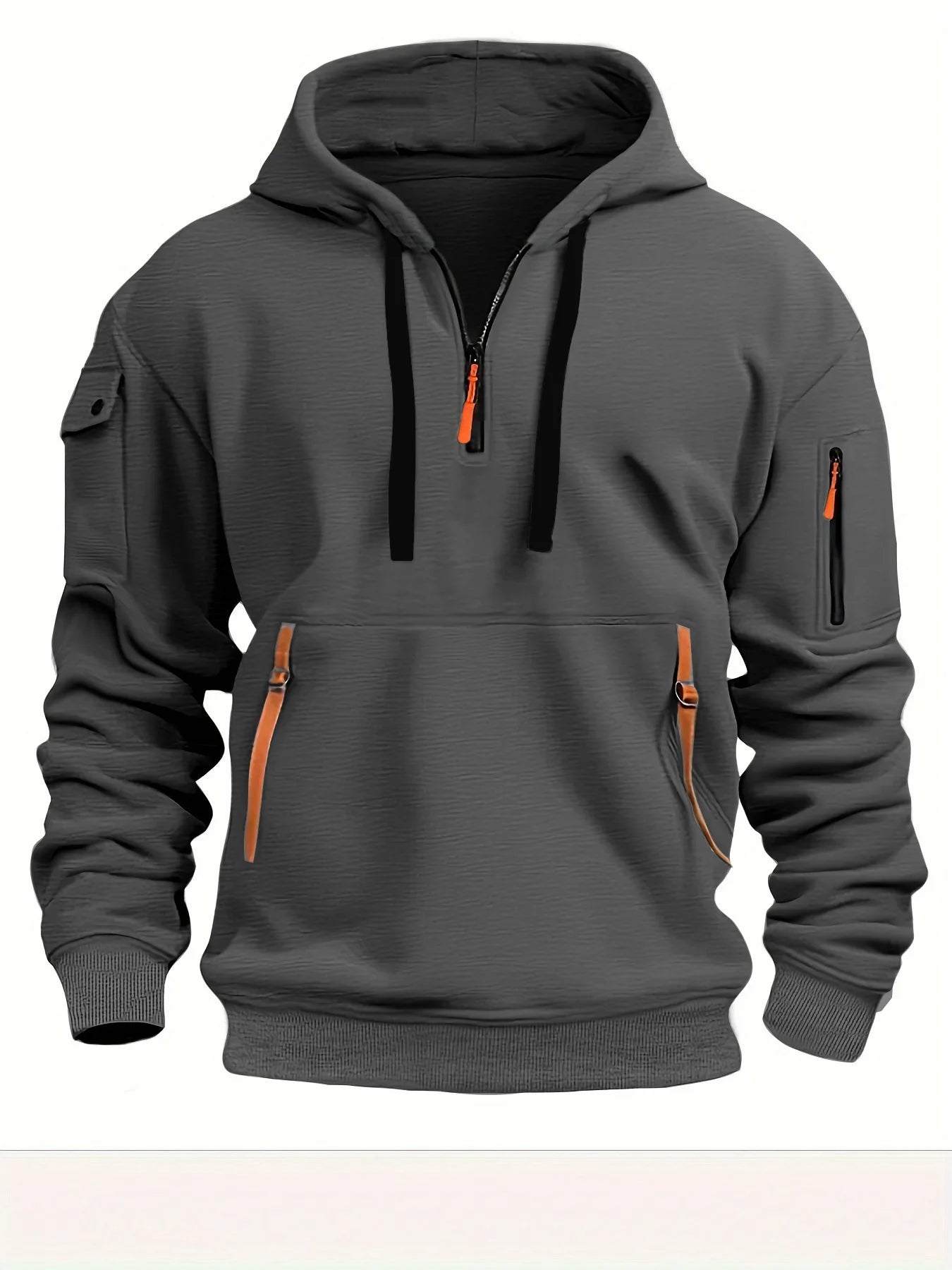 Men's Zip Hoodie - Long Sleeve Pullover with Arm Pocket - Style 4