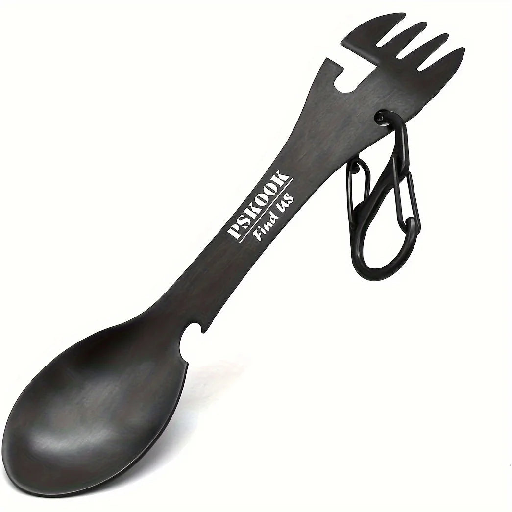 Camping Spork Multi-Tool - Steel Utensil for Outdoor Meals - Titanium Color