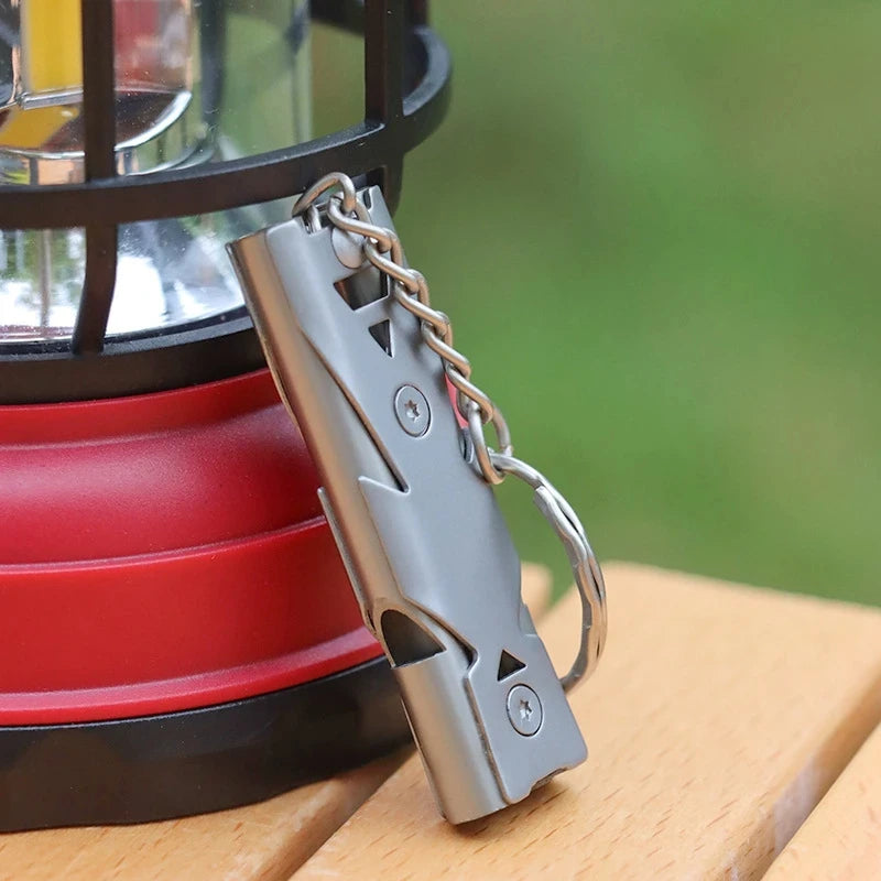 Double-Tube Whistle - Steel Signal Tool for Outdoor Kits