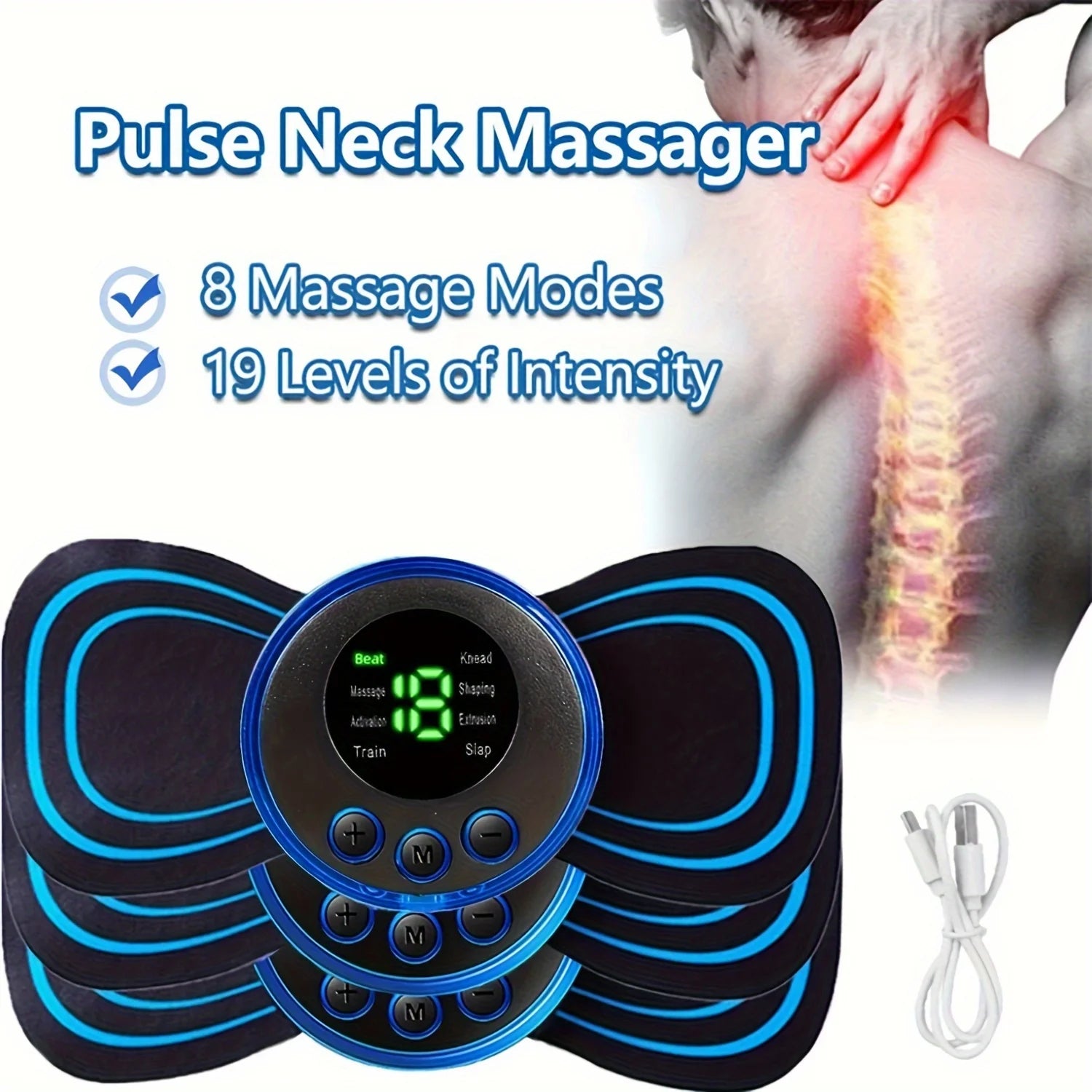 EMS Neck and Body Massager – 8 Modes for Portable Relief at Home