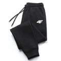 Men's Casual Sweatpants - Elastic Waist Printed Jogger Pants - Black