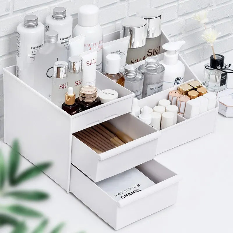 White Drawer Makeup Storage Box - For Desk and Office Organization