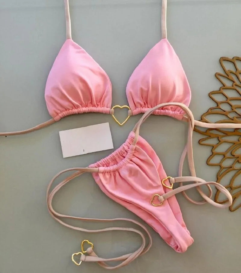 Women's Halter Triangle Bikini Set - Two-Piece Swimwear