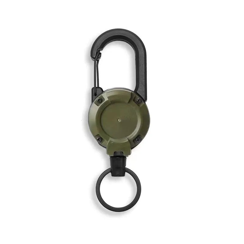 Retractable Keychain Reel - Carabiner Pull Cord Holder for Gear Organization - Green