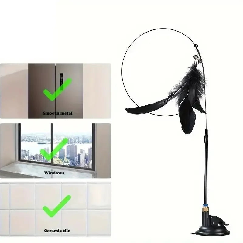 Cat Teaser Wand - Bell and Feather Toy for Active Play