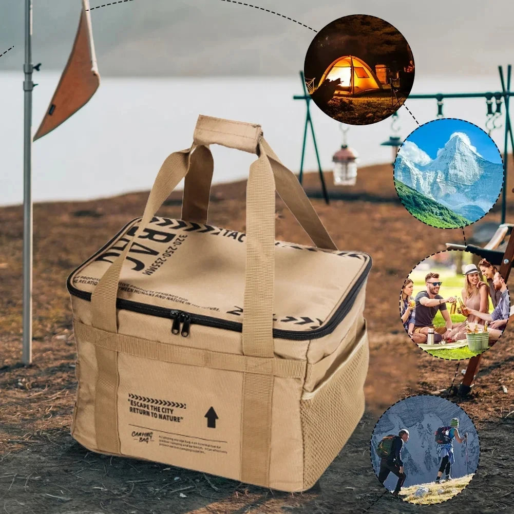 Insulated Camping Storage Bag - 30-42 L Picnic Organizer