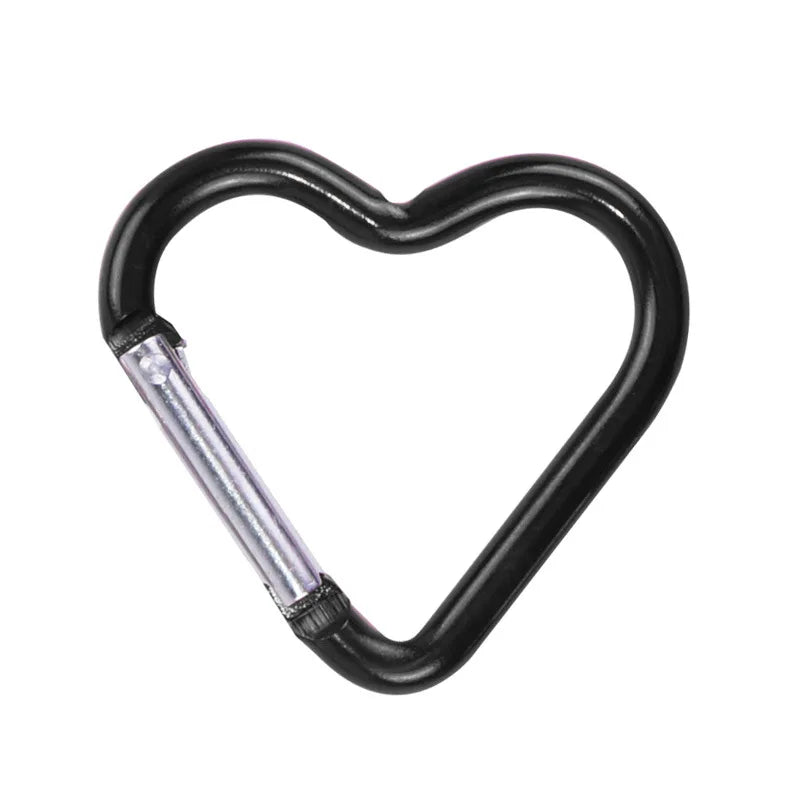 Heart-Shaped Carabiner Clip - Keychain Hook for Bags - Black