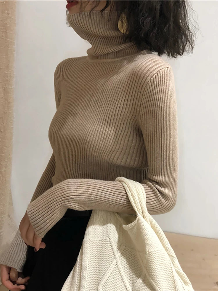Women's Turtleneck Sweater - Long Sleeve Pullover Knit Top