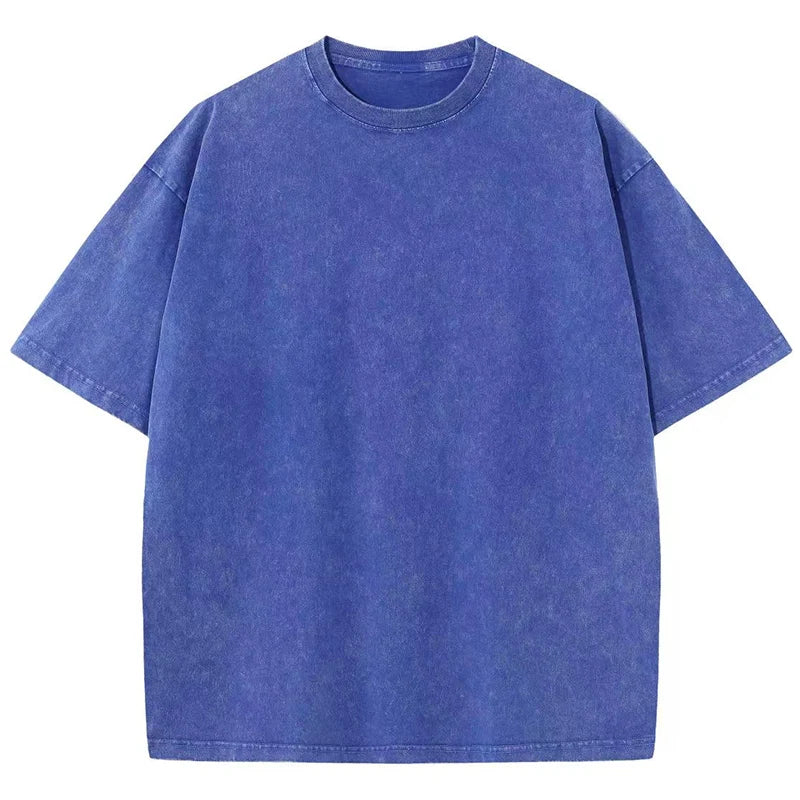 Oversized Cotton T-Shirt - Heavyweight Short Sleeve Tee - Blue 1