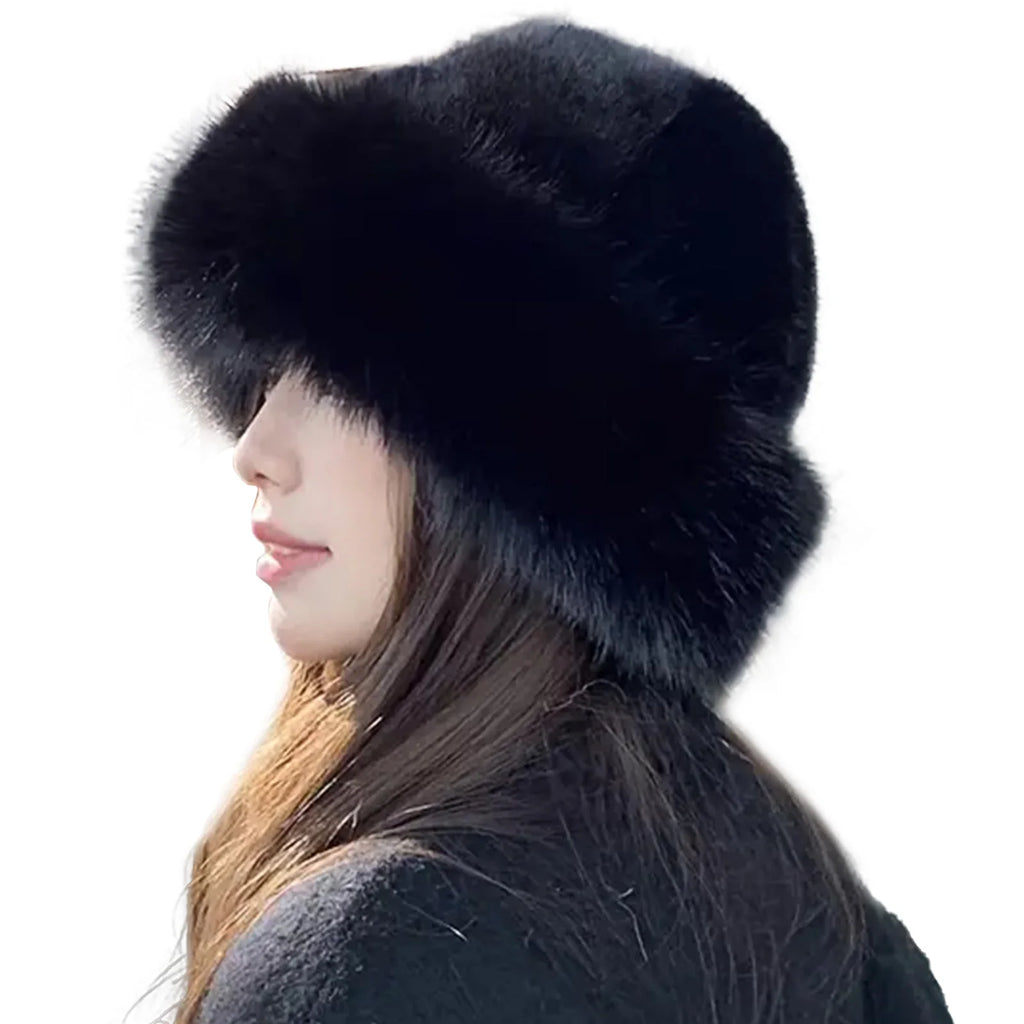 Women's Plush Winter Beanie - Faux Fur Cold Weather Hat