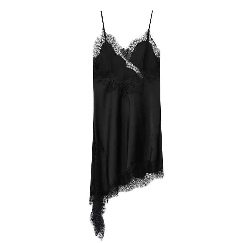 Lace Slip Dress - Backless Mini Dress With V-Neck