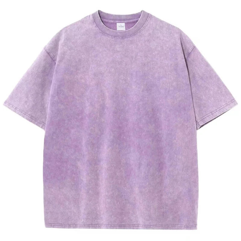 Oversized Cotton T-Shirt - Heavyweight Short Sleeve Tee - Purple