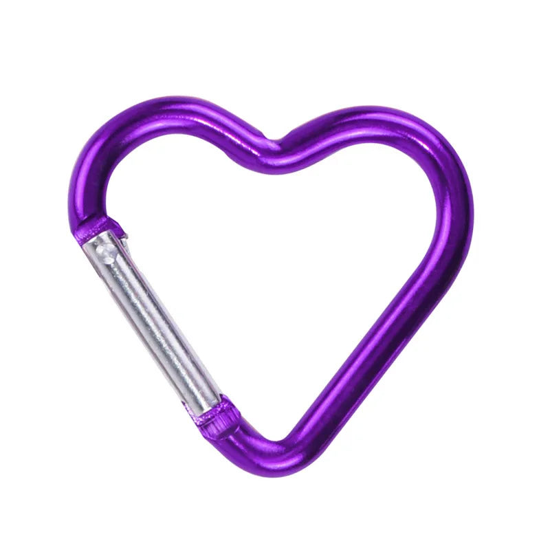 Heart-Shaped Carabiner Clip - Keychain Hook for Bags - Purple