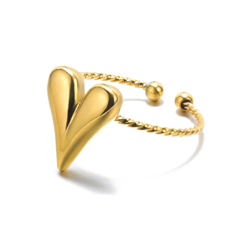 Gold-Color Stainless Steel Ring - Classic Fashion Jewelry - Style Jz3111G-4 / Gold Color