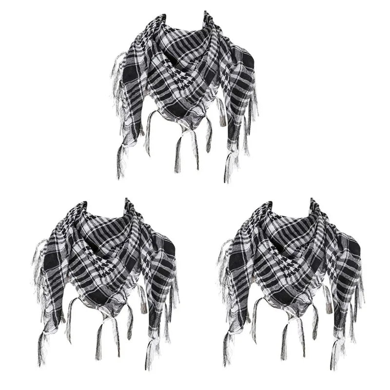 Keffiyeh Scarf Wrap - Lightweight Shemagh Head and Neck Scarf - 3 Pieces-White