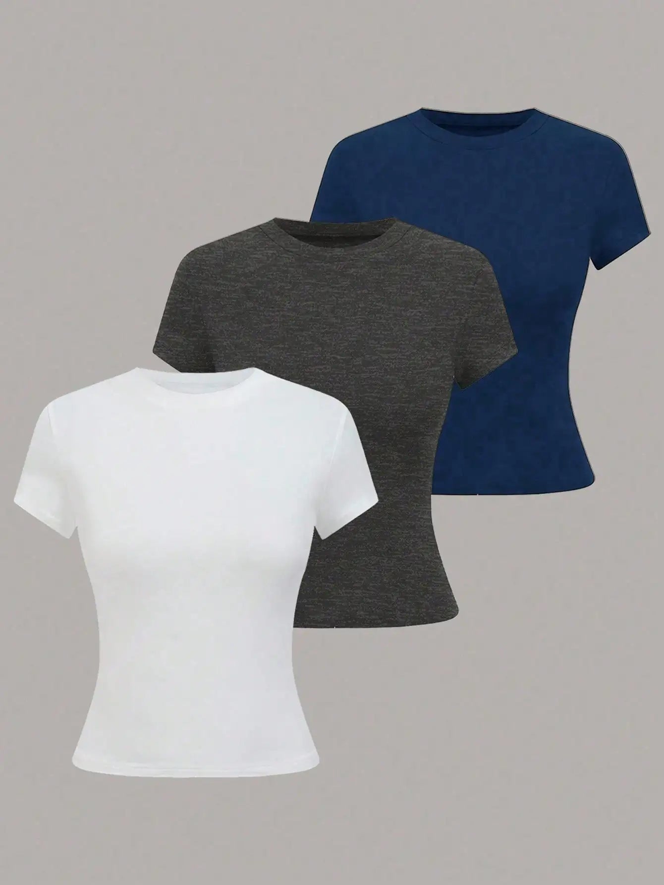 Women's Basic T-Shirt - Solid Short Sleeve Minimalist Top - Multicolor-12
