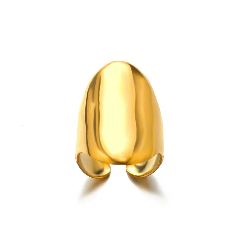 Gold-Color Stainless Steel Ring - Classic Fashion Jewelry - Style Jz5421G / Gold Color