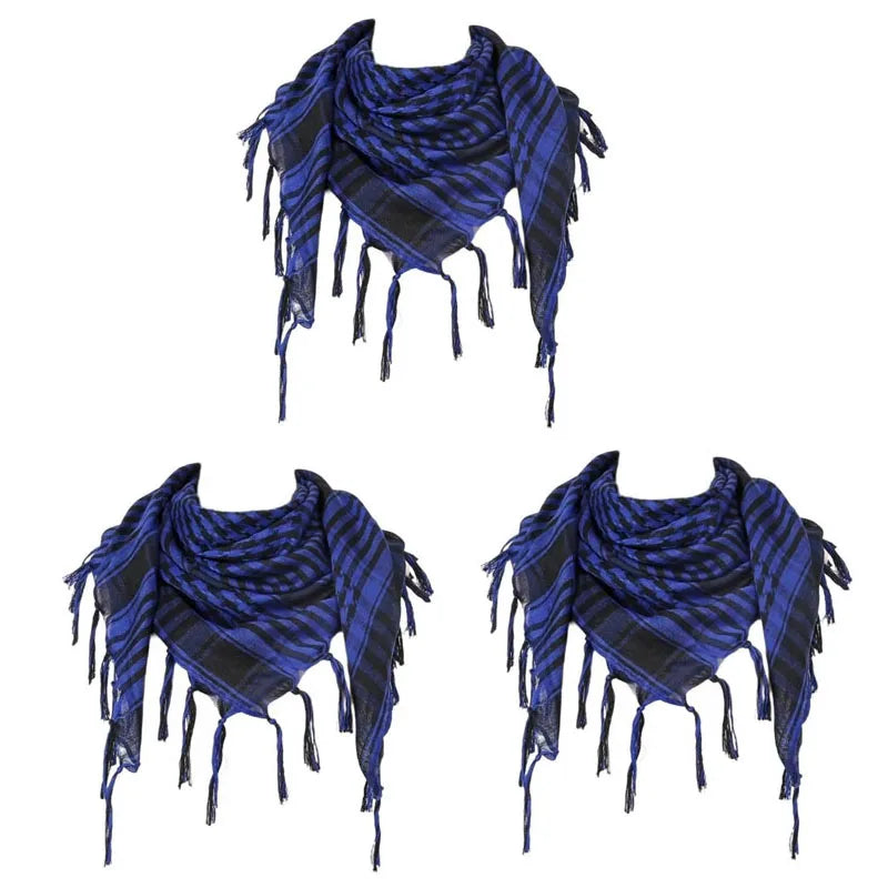 Keffiyeh Scarf Wrap - Lightweight Shemagh Head and Neck Scarf - 3 Pieces-Blue