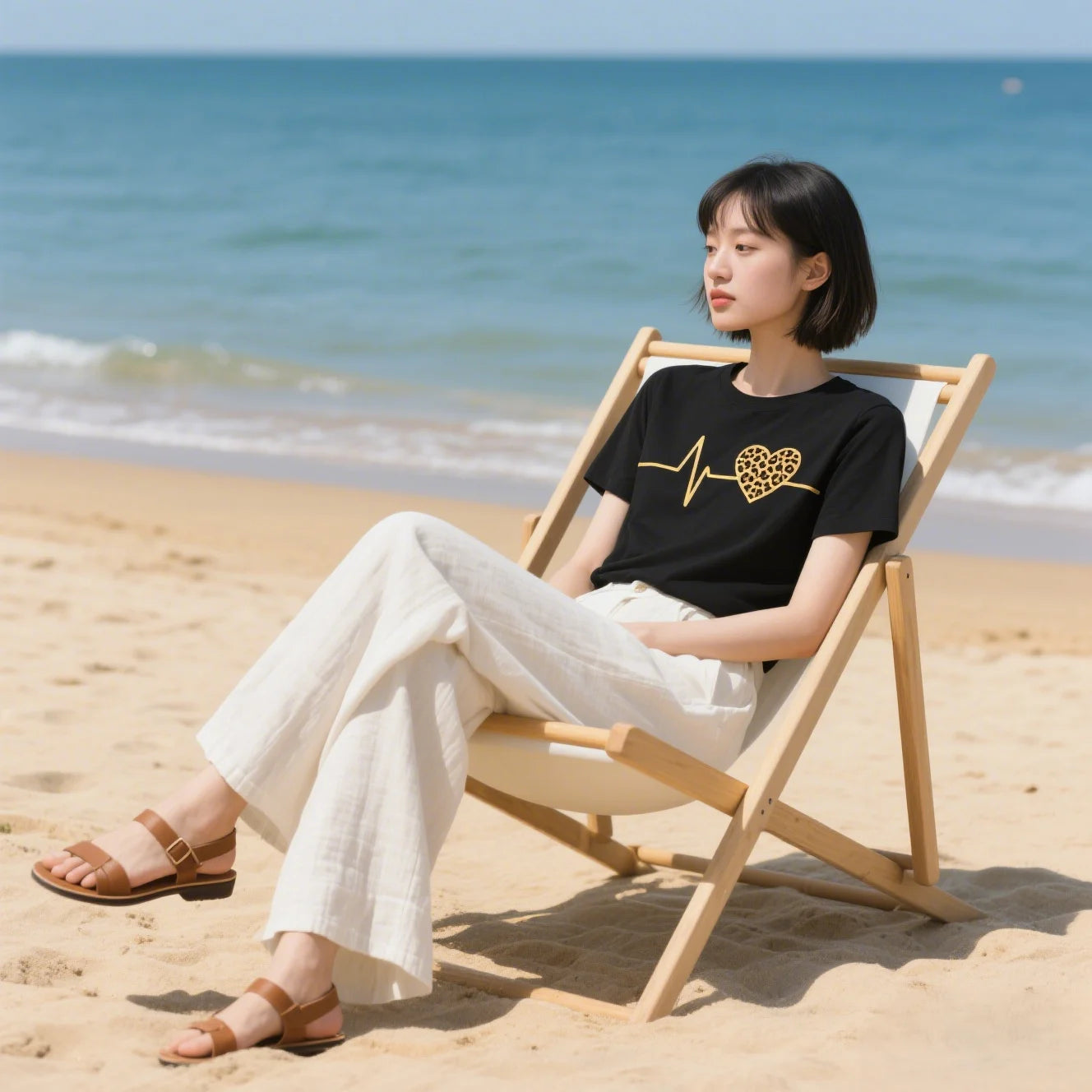 Leopard Graphic T-Shirt - Short Sleeve Casual Top